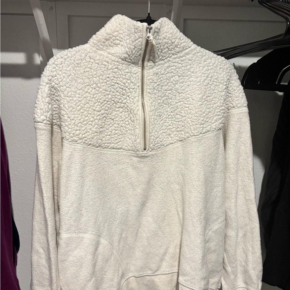 Aerie Cream Sherpa Half-Zip Pullover